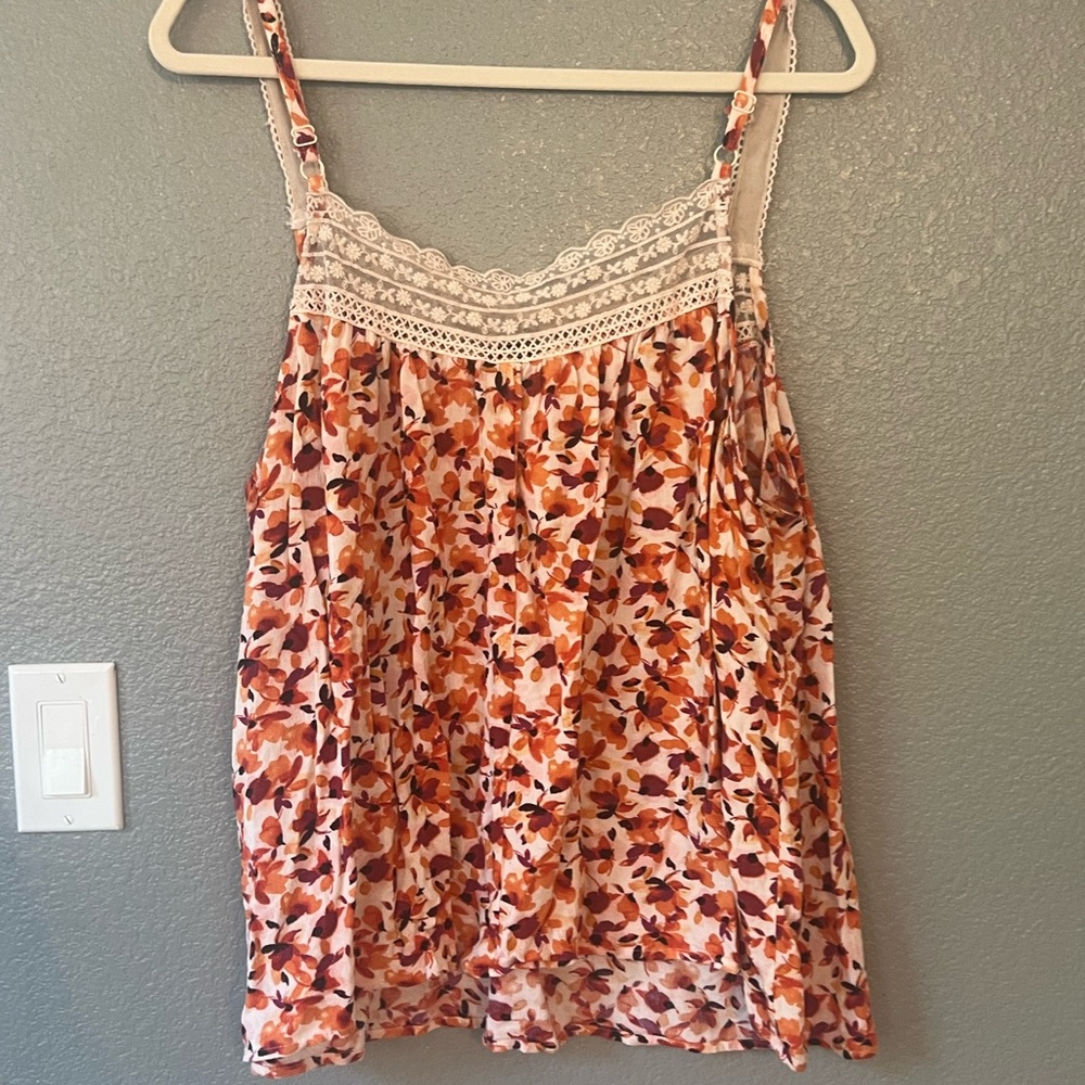 4/$10 Torrid Orange and White Smocked Tank Top - Picture 3 of 6